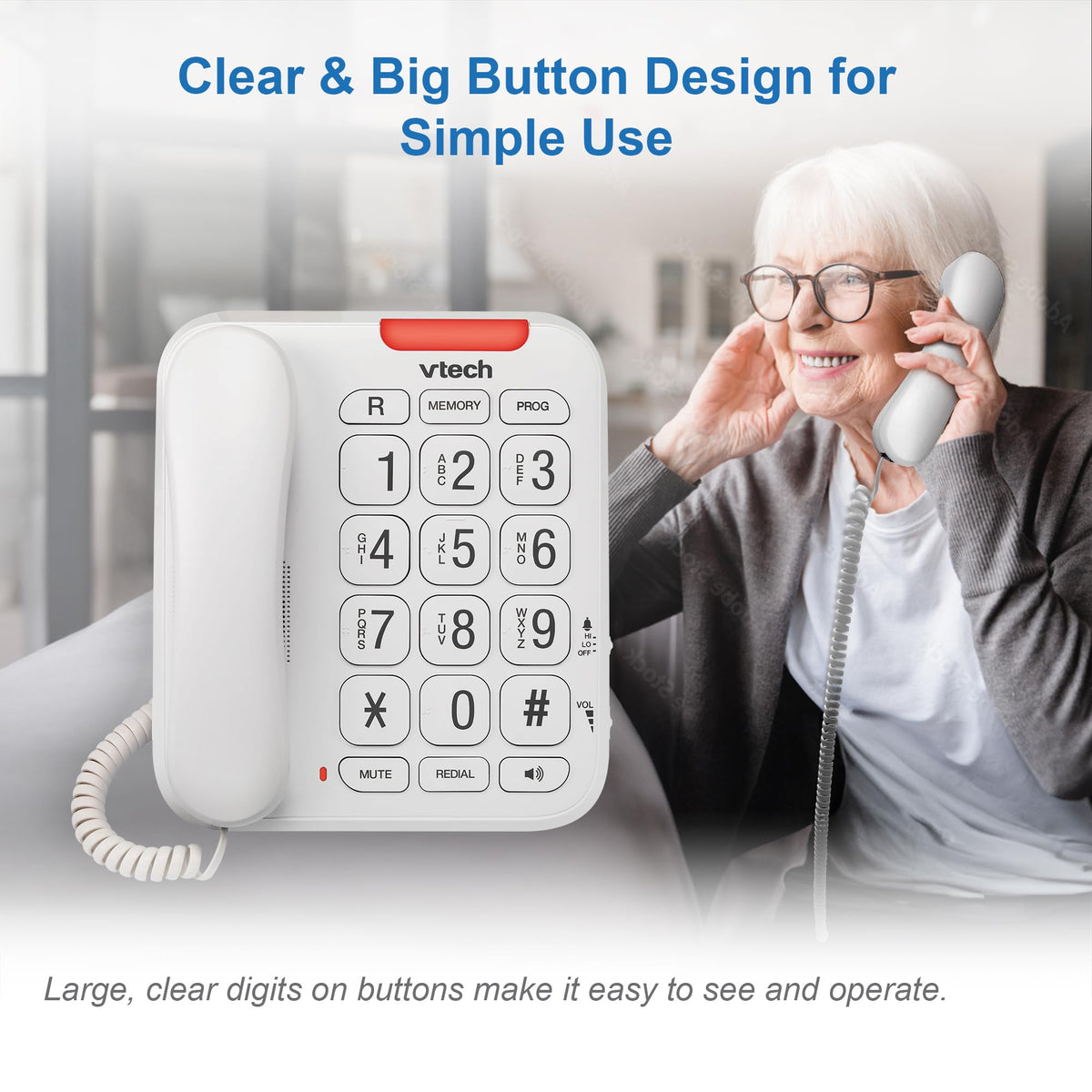 VTech CD1100 Trimstyle Corded Home Phone.No AC Power Required,Landline Phone with last number redial key,ringer control,receiver volume control,recall key,hearing aid compatible,table&wall mountable
