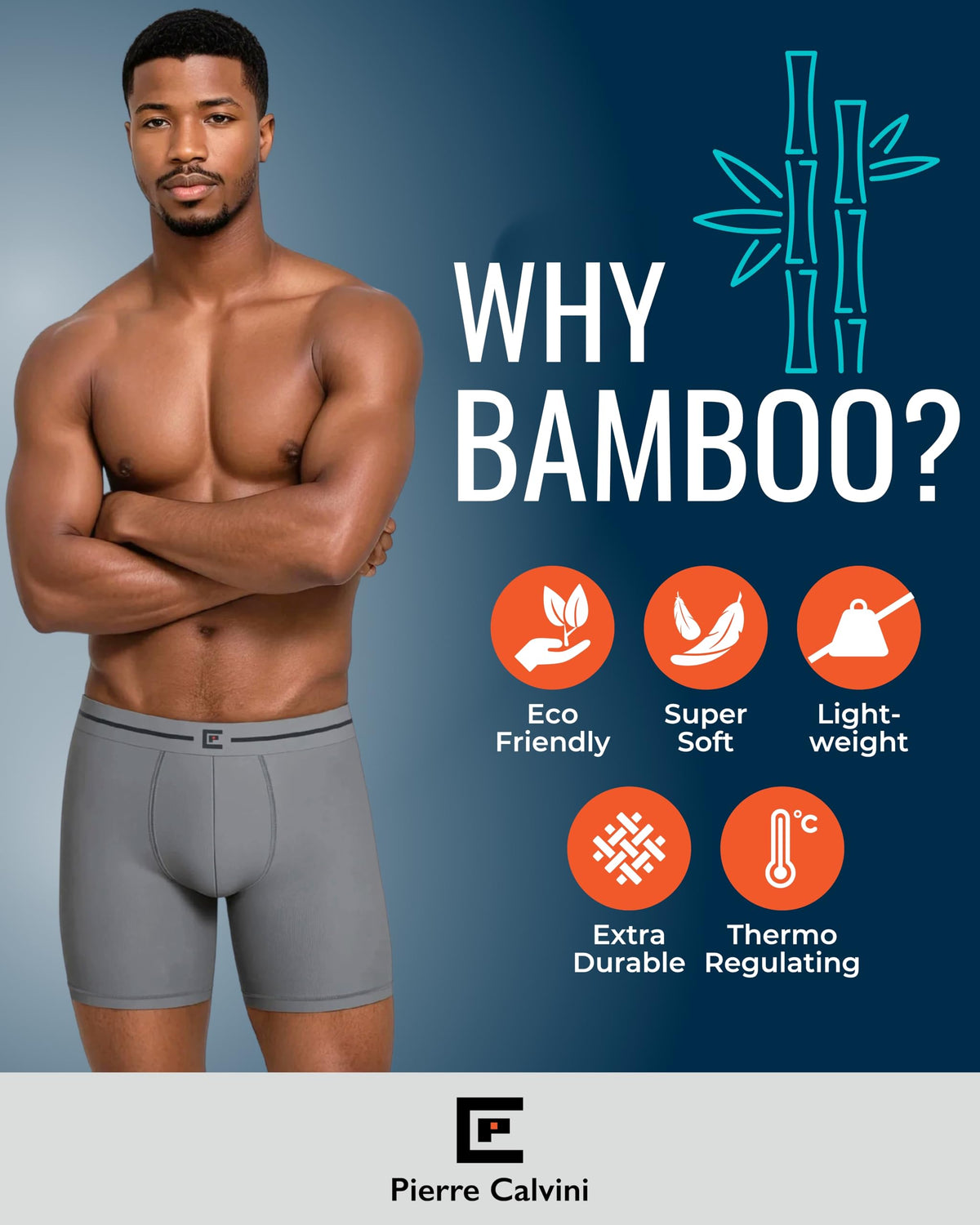 Pierre Calvini Bamboo Mens Boxers - Mens Underwear Multipack (3/6Pk)
