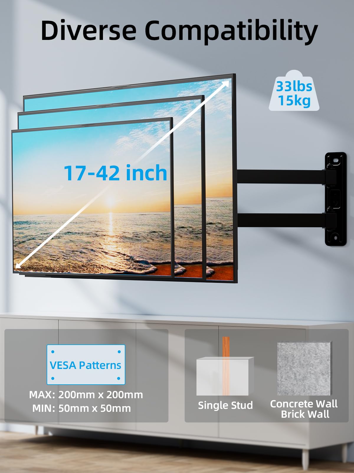 HOME VISION Heavy Duty Fixed TV Wall Bracket for 32-86 Inch Flat Screens