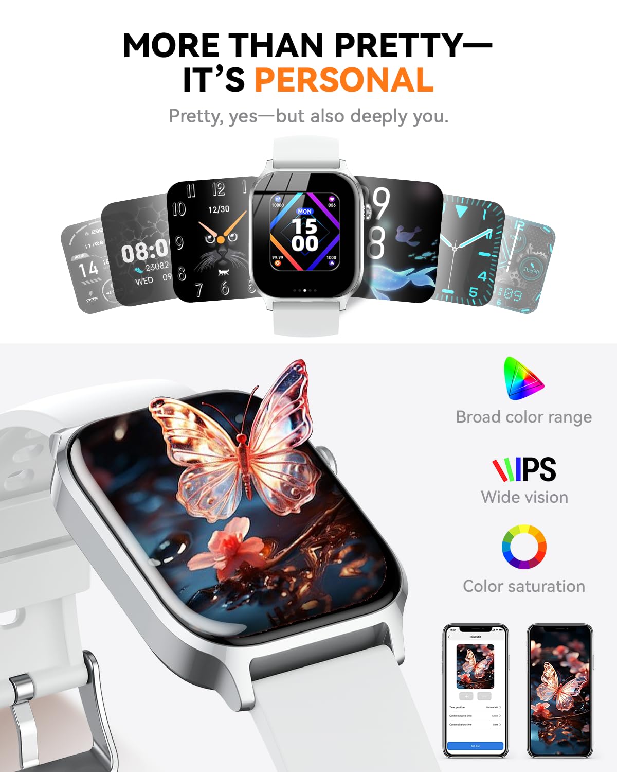 Smart Watch for Men Women- Answer/Make Call, 2024 IP68 Waterproof Fitness Tracker Watch with Sleep Step Counter Activity Smartwatch for Samsung Android iPhone iOS (Black-Blue, 1.83)