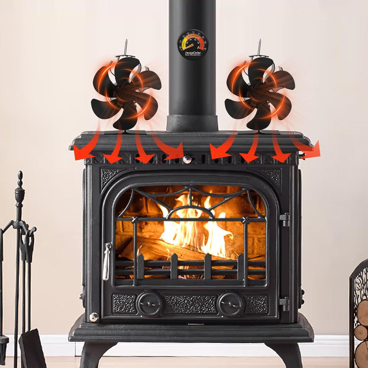 JossaColar Log Burner Fan Silent Operation | 6-Blade Stove Fans Log Burners | Wood Burner Fans Heat Powered | Fan for Wood Burning Stove | Fireplace Accessories Tools