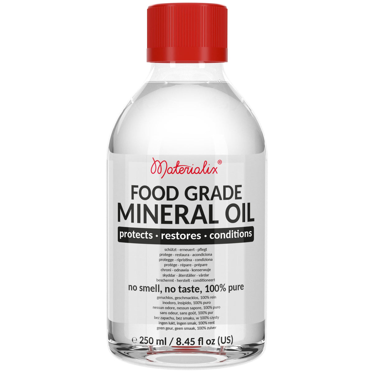 Materialix Food Grade Mineral Oil 1000ml - for Wood, Bamboo, Stainless - Chopping Board Oil, Butcher Block Oil - Cutting Board Oil and Conditioner, Wood Oil, Knife Oil, Mineral Oil Food Grade