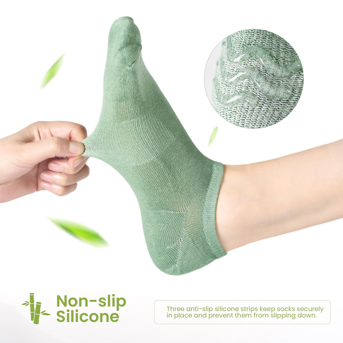 Niofind Bamboo Trainer Socks for Womens & Mens, 6 Pairs, Non Slip No Show