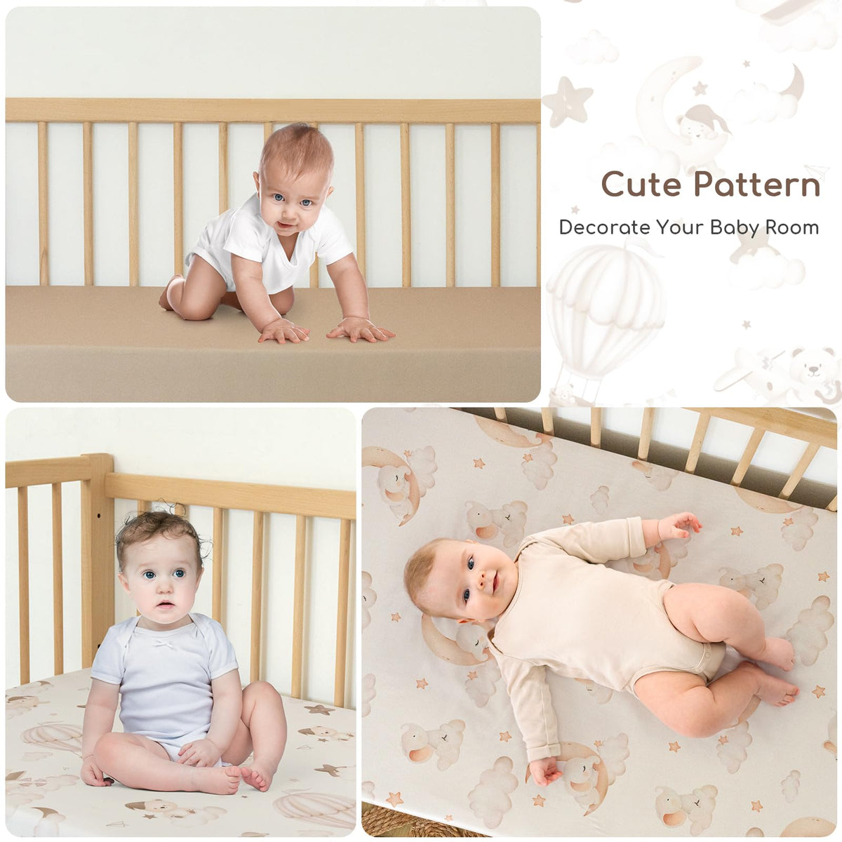 Cot Bed Sheets 120x60 cm Fitted for Baby and Toddler
