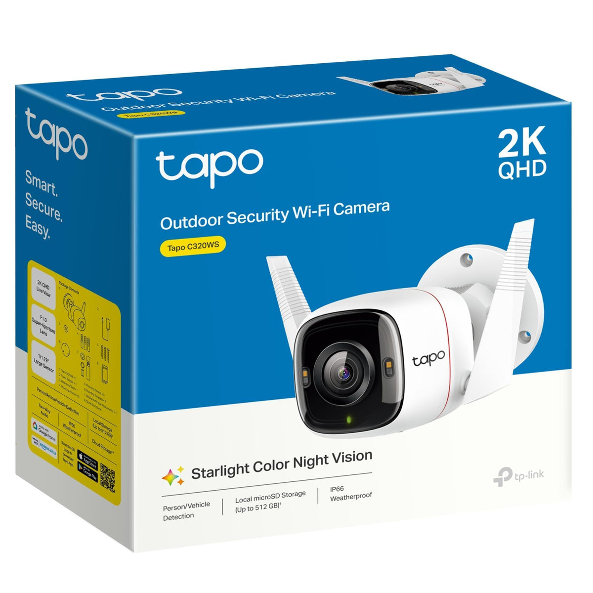 Tapo C216 2K 3MP Pan/Tilt Indoor Outdoor Security Camera Spotlights Camera
