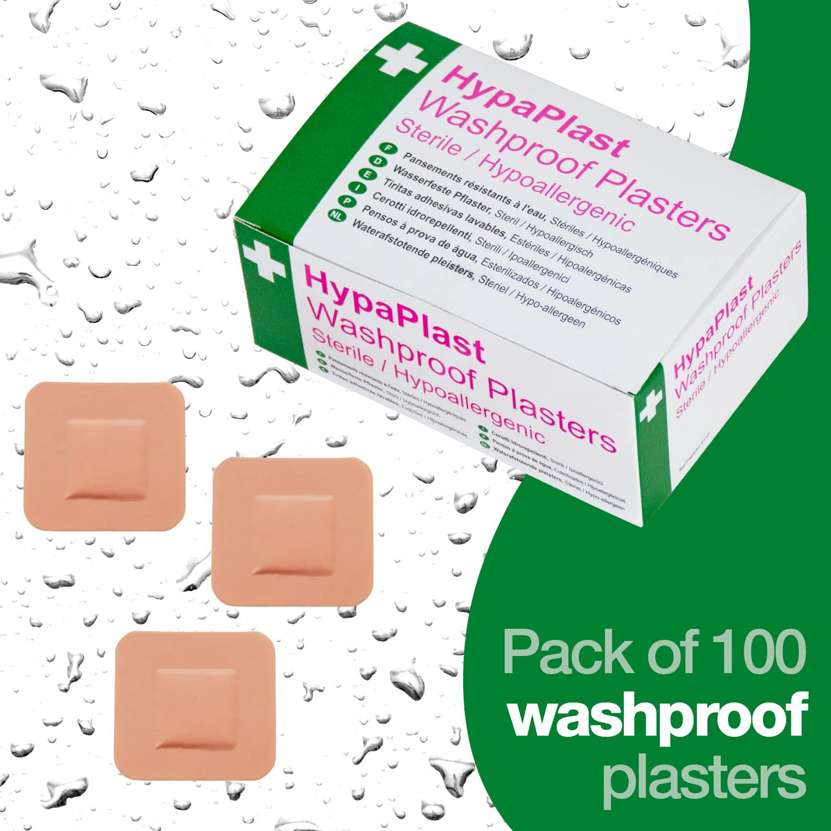 Safety First Aid Group HypaPlast Pink Washproof Plasters, 7.2 x 2.5 cm (Pack of 100)