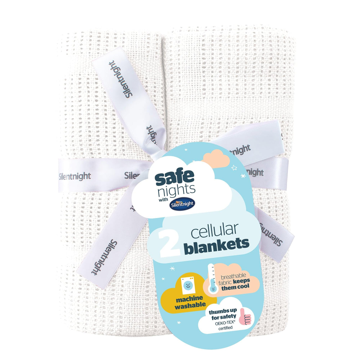 Silentnight Safe Nights Baby Blanket - Pack of 2 Soft 100% Cotton Cellular Baby Blanket for Newborn Ideal for Cot, Crib, Moses Basket and Pram - Baby Essentials - 2 Pack - Pink