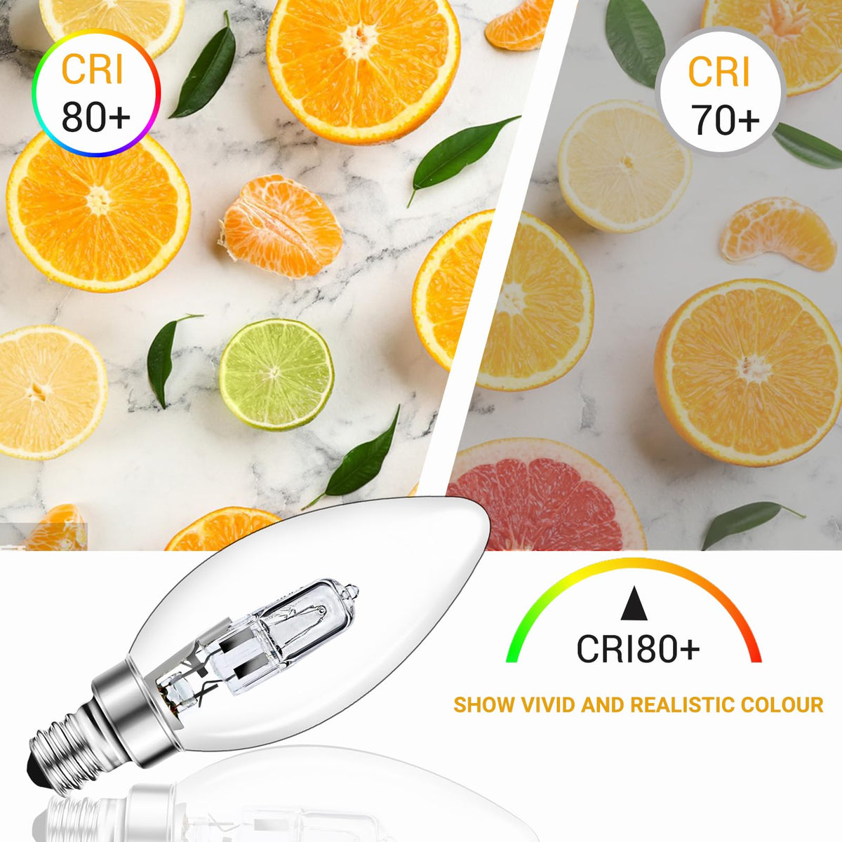 Caldarax E14 Candle Light Bulbs Dimmable, 650LM Warm White 2700K, 230V Clear Glass SES Small Edison Screw Decorative Lamps E14 for Chandelier, Wall Lights, Table Lamps, Pack of 5