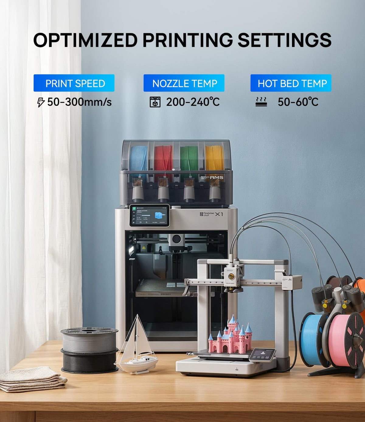 JAYO PLA 3D Printer Filament 1.1KG Black, PLA Filament 1.75mm, Dimensional Accuracy +/- 0.02mm, Neatly Wound Filament, Fits Most FDM Printer.