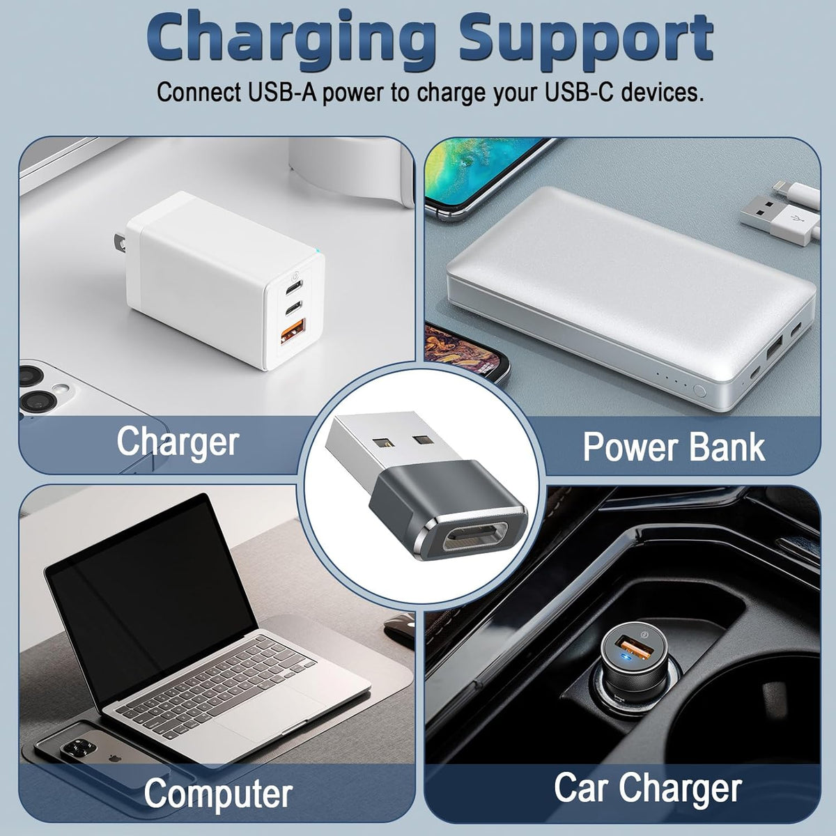 USB C to USB Adaptor, USB to USB C Adapter 3-Pack Charger Cable Converter