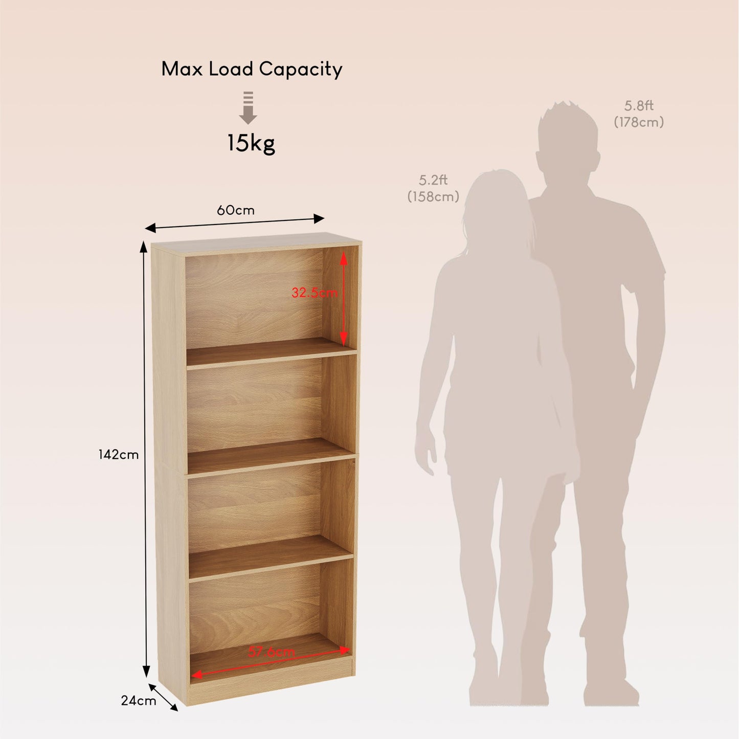 Vida Designs Cambridge 3 Tier Low Bookcase, White Wooden Shelving Display Storage Unit Office Living Room Furniture