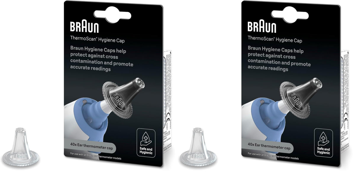 Braun ThermoScan Hygiene Caps - 40 pcs - Compatible with Braun ThermoScan Ear Thermometers - LF40