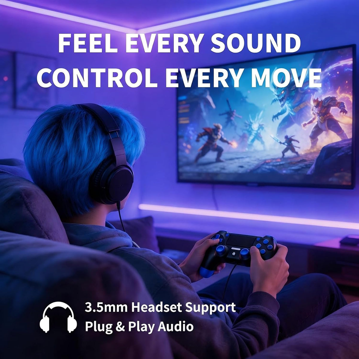 BJXOZ Wireless Controller for PS4 Controller, Gamepad with USB-C Port