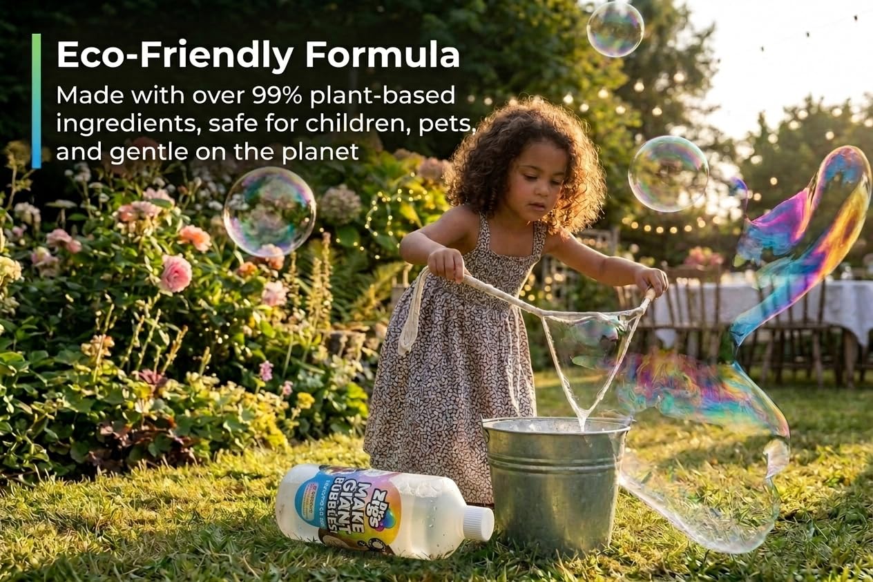 Dr Zigs Giant Bubble Solution 1L - Ready to Use Bubble Mix - Liquid for Giant Bubbles - Eco Friendly Bubble Solution for Kids Outdoor Toys & Garden Play, Made in UK