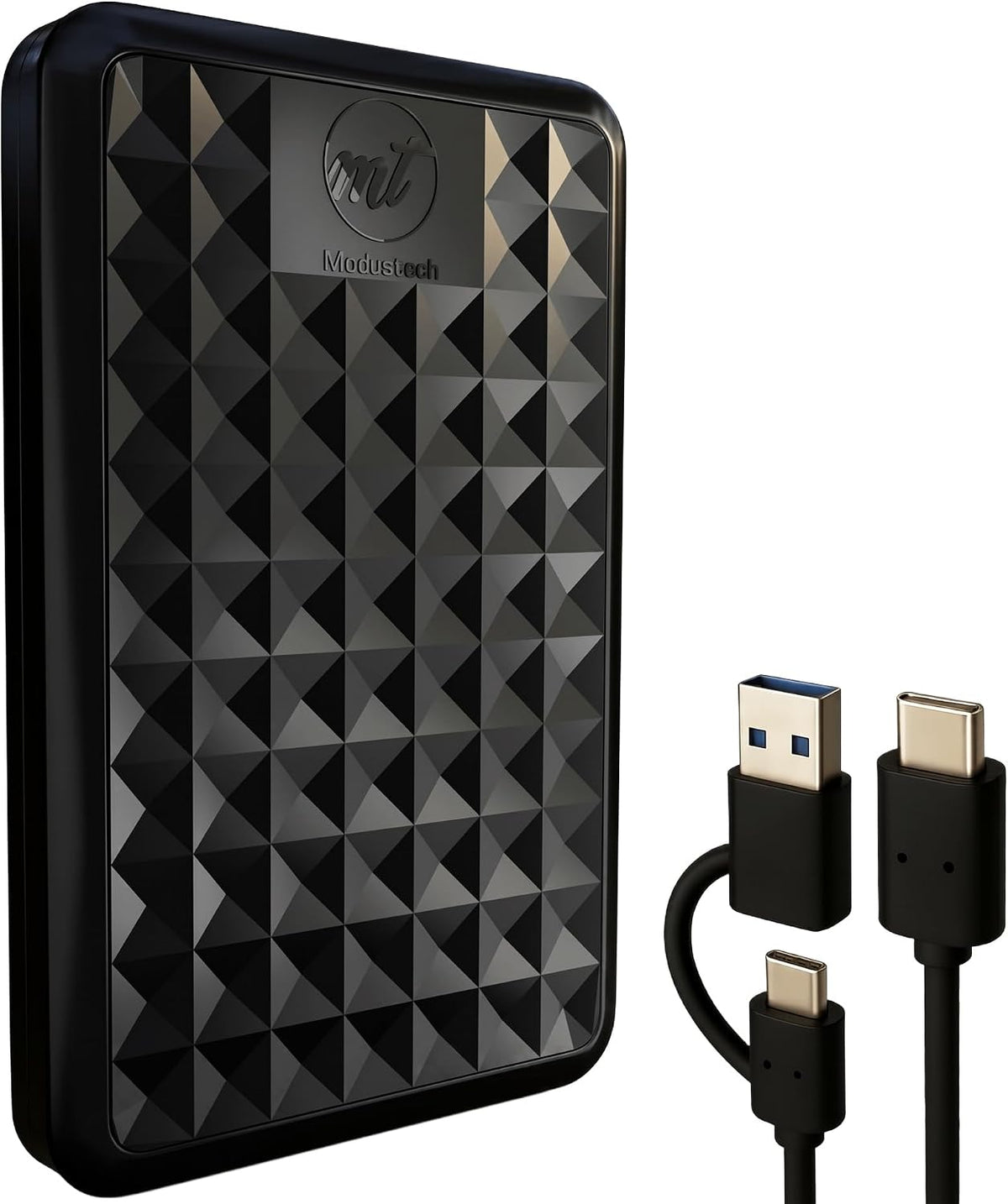 ModusTech Facet 1TB External Hard Drive Portable USB-C/USB 3.1 Plug & Play Ultra-Slim HDD Hard drive for Backup, Gaming, PC, Mac, Laptop, PS4, Xbox, Smart TV (Black)