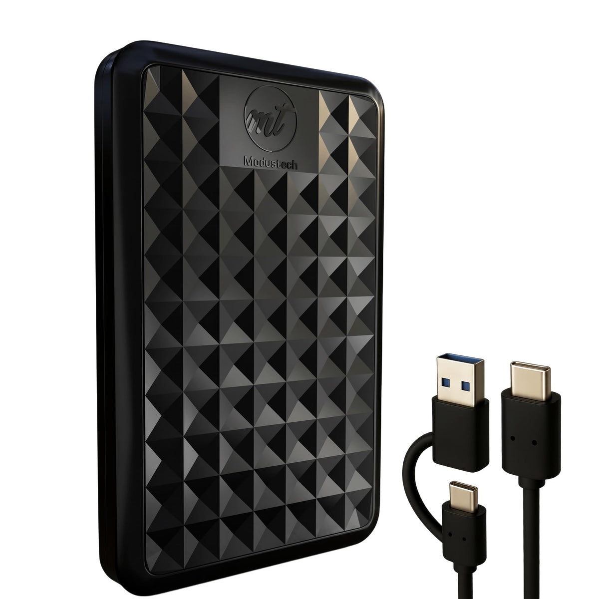ModusTech Facet 1TB External Hard Drive Portable USB-C/USB 3.1 Plug & Play Ultra-Slim HDD Hard drive for Backup, Gaming, PC, Mac, Laptop, PS4, Xbox, Smart TV (Black)