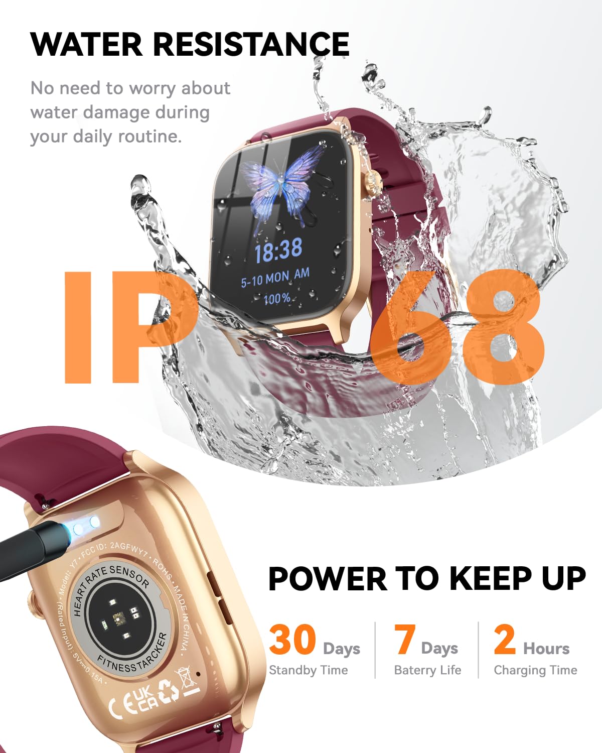 Smart Watch for Men Women- Answer/Make Call, 2024 IP68 Waterproof Fitness Tracker Watch with Sleep Step Counter Activity Smartwatch for Samsung Android iPhone iOS (Black-Blue, 1.83)