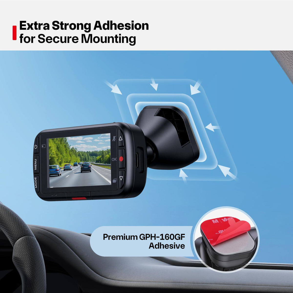 Dash Cam Sticky Pads, 6Pcs Dash Cam Mount Adhesive Pads, Double Sided Sticky Pads for Dashcam GoPro Car Camera Action Camera, Dashcam Sticky Pad for Windscreen & Dashboard, Cuttable Adhesive, 56mm