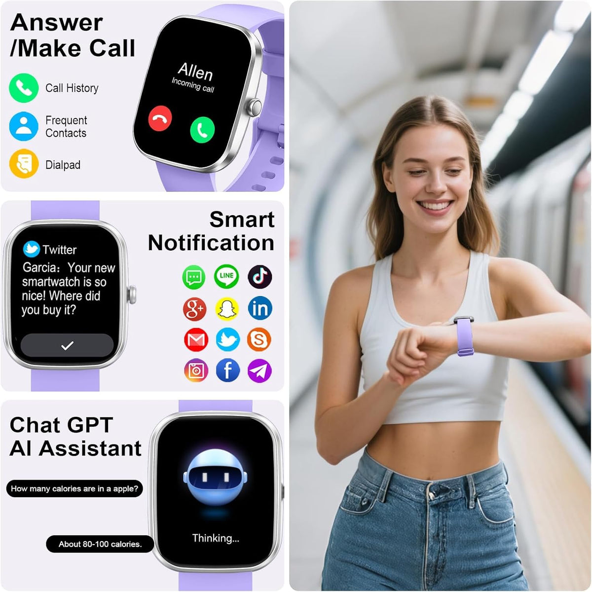 Motast Smart Watch, Fitness Tracker 1.69'' HD for Men Women, Step Counter