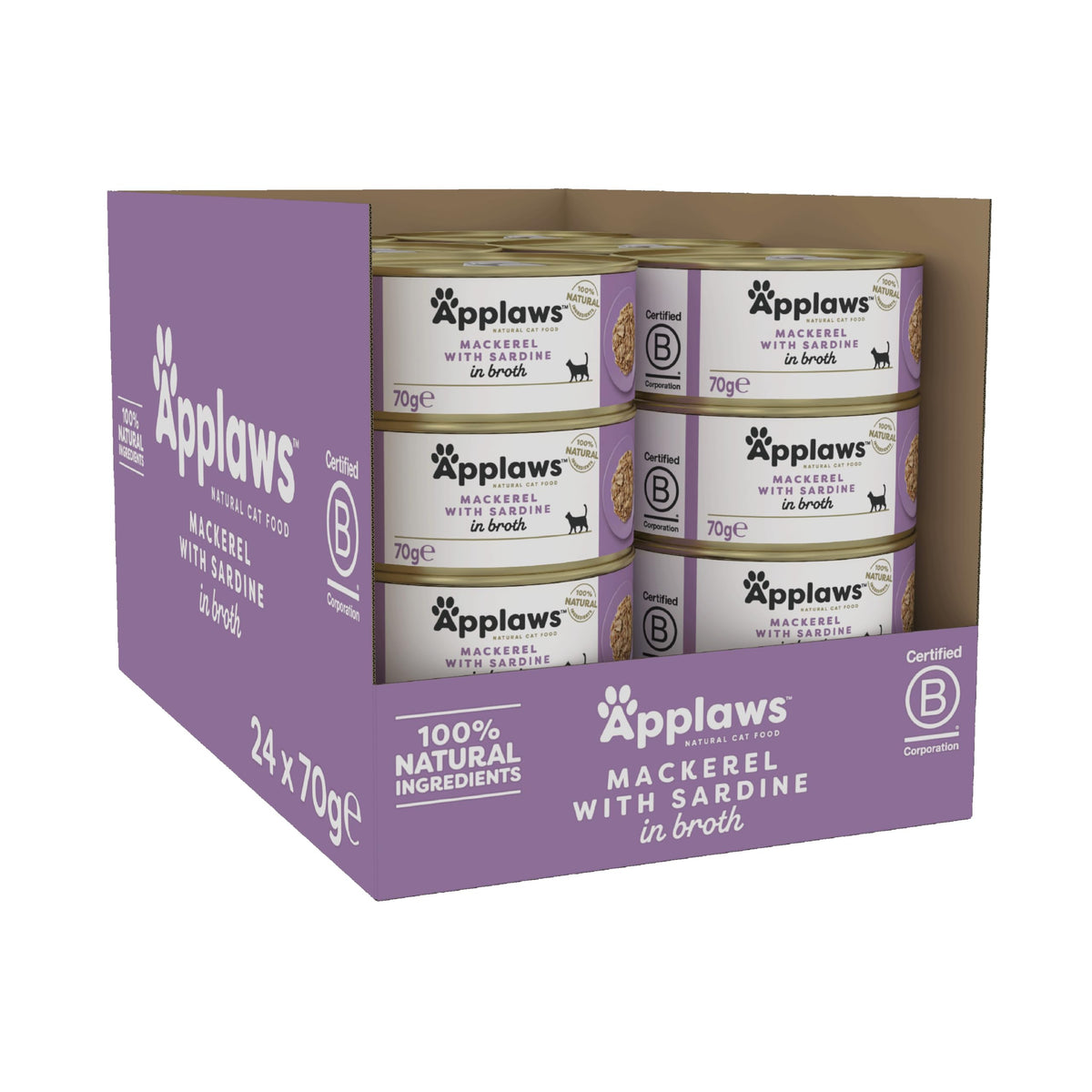 Applaws 100% Natural Wet Cat Food, Pouch Multipack Fish Selection in Broth, 70 g (24 x 70g) Pouches