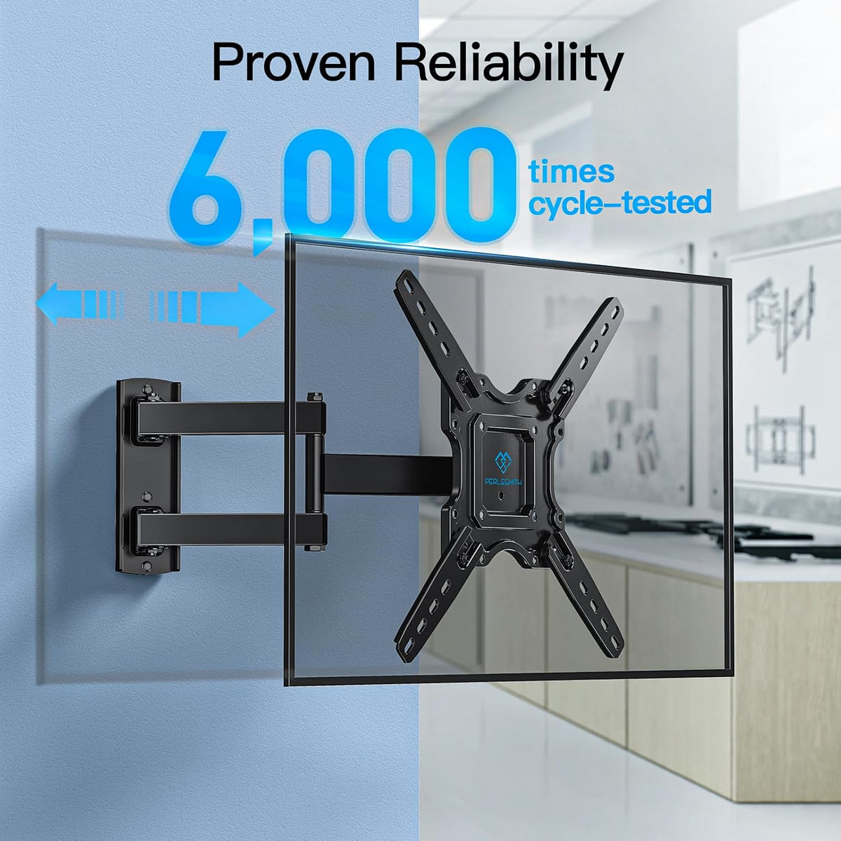 PERLESMITH TV Wall bracket for most 26-60 inch Plasma & Curved TV up to 35kg, Universal TV Bracket Wall Mount with Tilt Swivel Extension, Max VESA 400x400mm