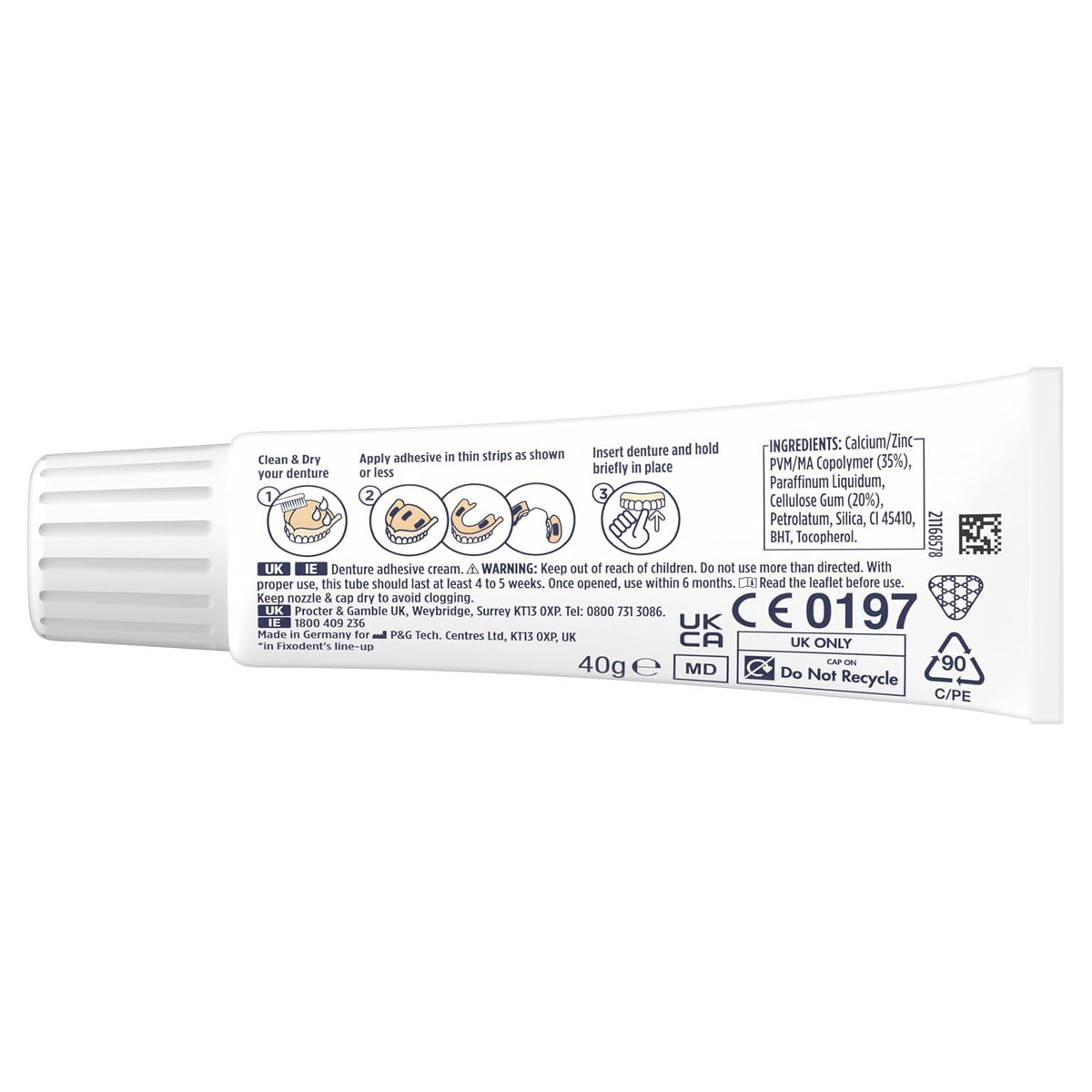 Fixodent Plus Unbeatable Bite Denture Adhesive, Flavour Free 40g