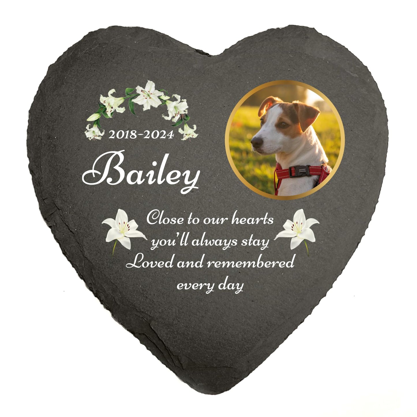 You Personalise Personalised UV Printed Photo Memorial Slate- Custom Message & Photo- Heart Slate, Optional Display Stand- Outdoor & Indoor Use- 100 x 100 mm
