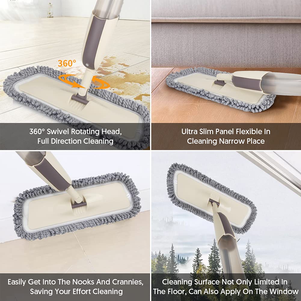 Spray Mops with 4 Washable Pads: Microfibre Floor Mop for Cleaning Floors