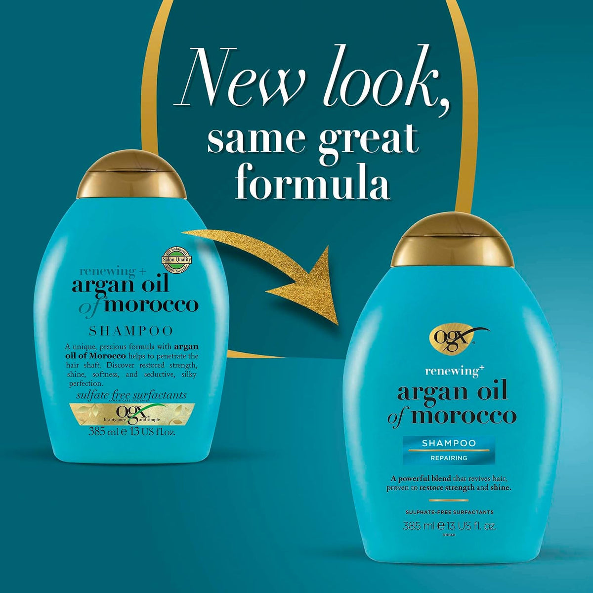 OGX Argan Oil of Morocco Sulfate Free Shampoo for Dry Hair, 385ml (Pack of 3)