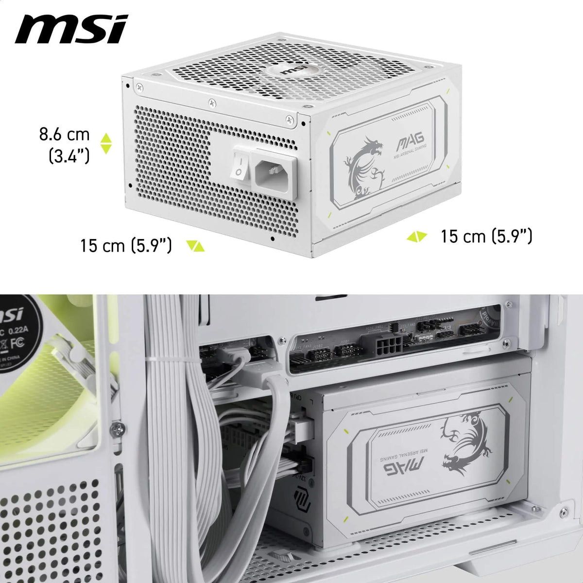 MSI MAG A750GL PCIE5 Power Supply Unit, 750W, 80 Plus Gold, Fully Modular, ATX 3.0, PCIe 5.0 GPU Support, 120mm FDB Fan, Full-Bridge LLC, Flat Black Cables - 7 Year Warranty