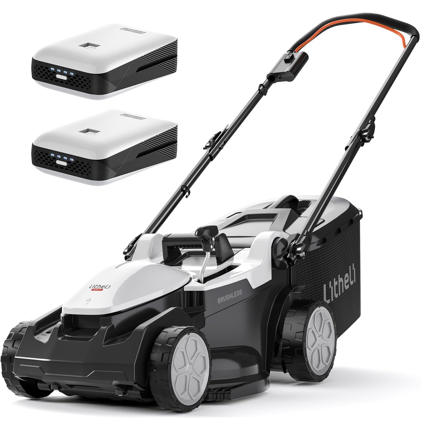 Litheli Cordless Lawnmower, 20V/33cm Cutting Width, Brushless Motor, Battery Lawn Mower, 5 Cutting Heights, 30L Grass Box, Incl. 4.0Ah Battery