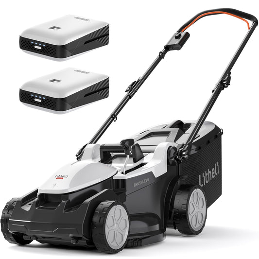 Litheli Cordless Lawnmower, 20V/33cm Cutting Width, Brushless Motor, Battery Lawn Mower, 5 Cutting Heights, 30L Grass Box, Incl. 4.0Ah Battery