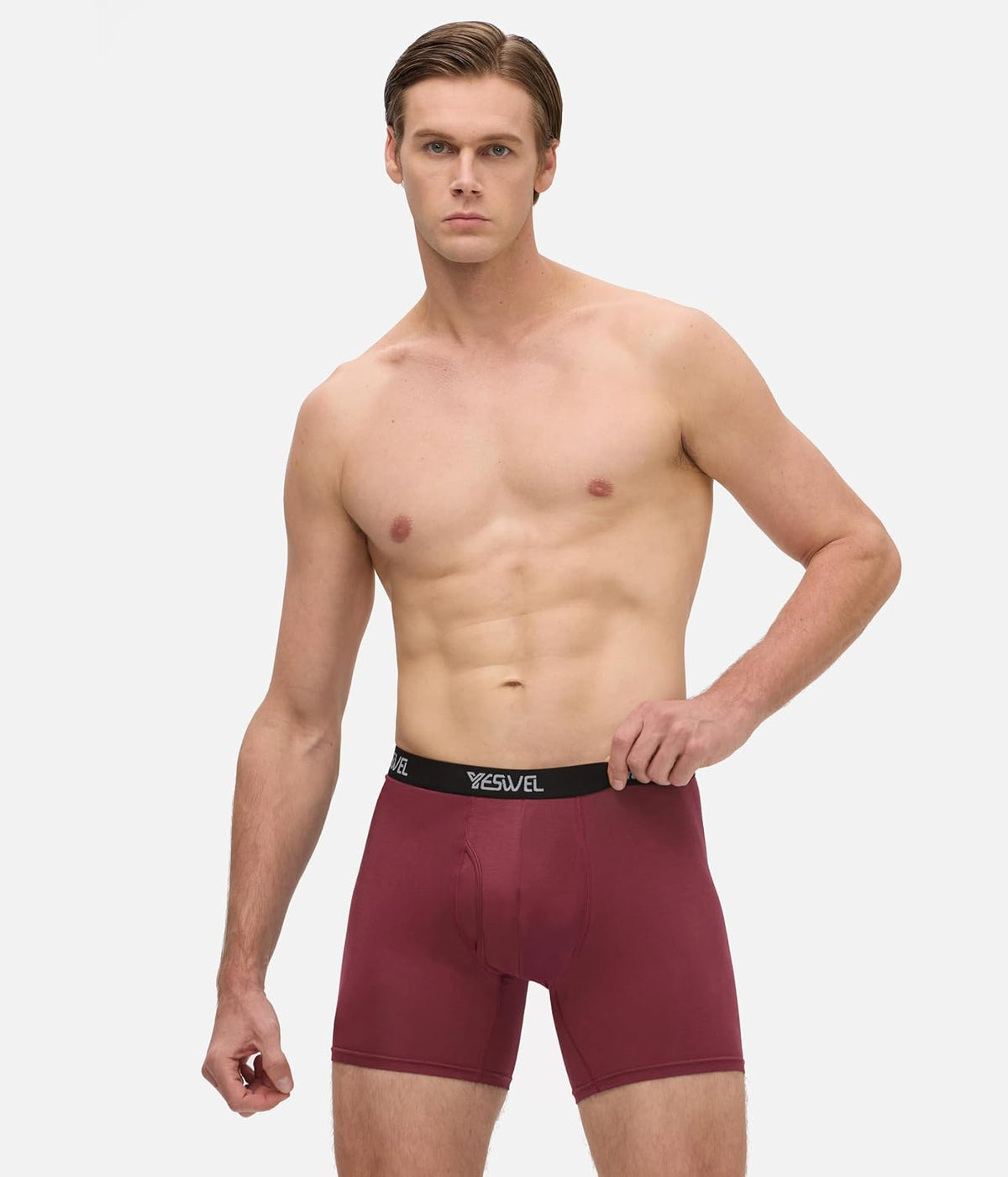 YESWEL Mens Bamboo Boxers, Longer Leg Boxer Shorts with Fly, Anti Chafing Underwear Trunks, No Itchy Labels Underpants (S-4XL)