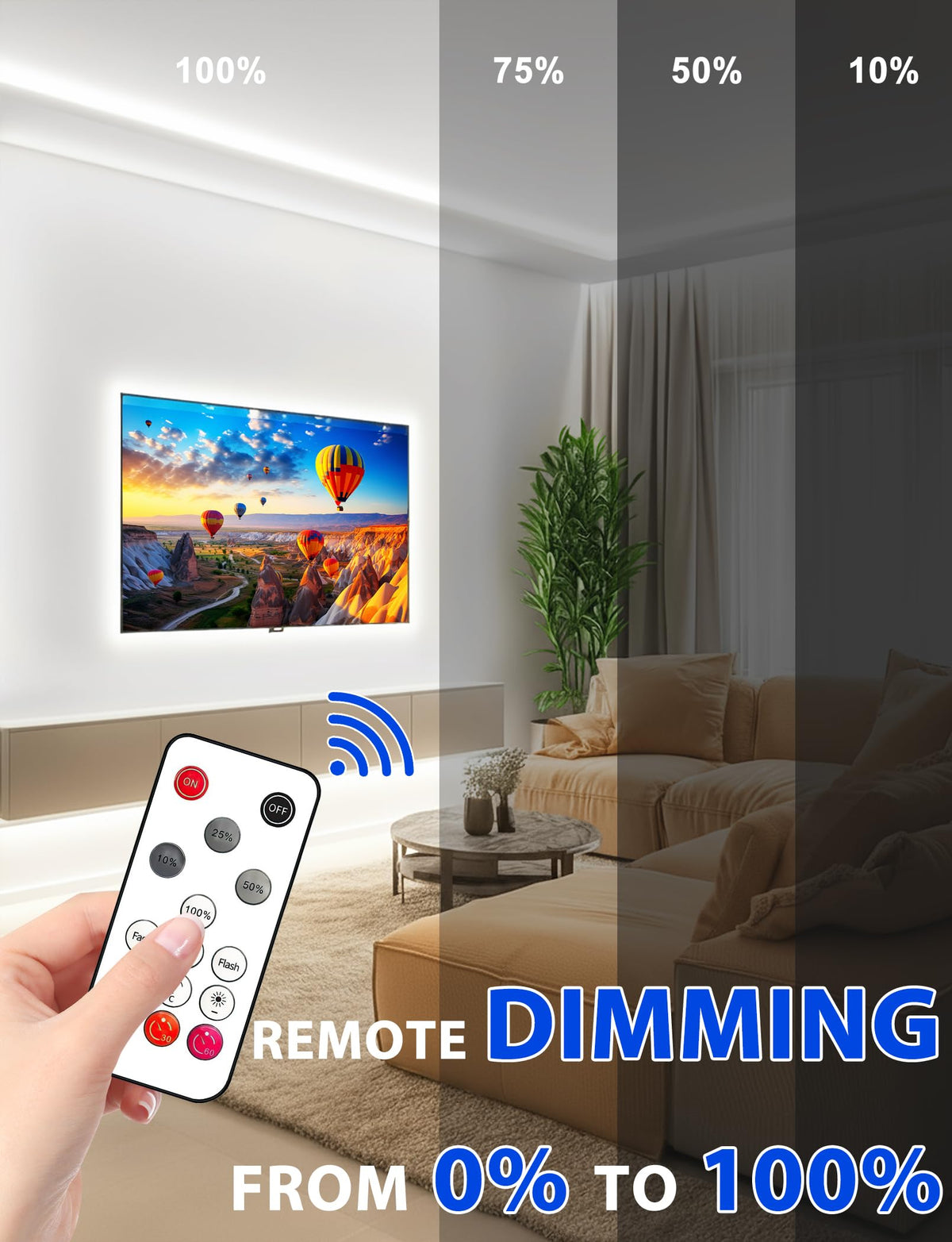 Lamomo COB LED Strip Light 5M, White Dimmable Neon Rope with Remote