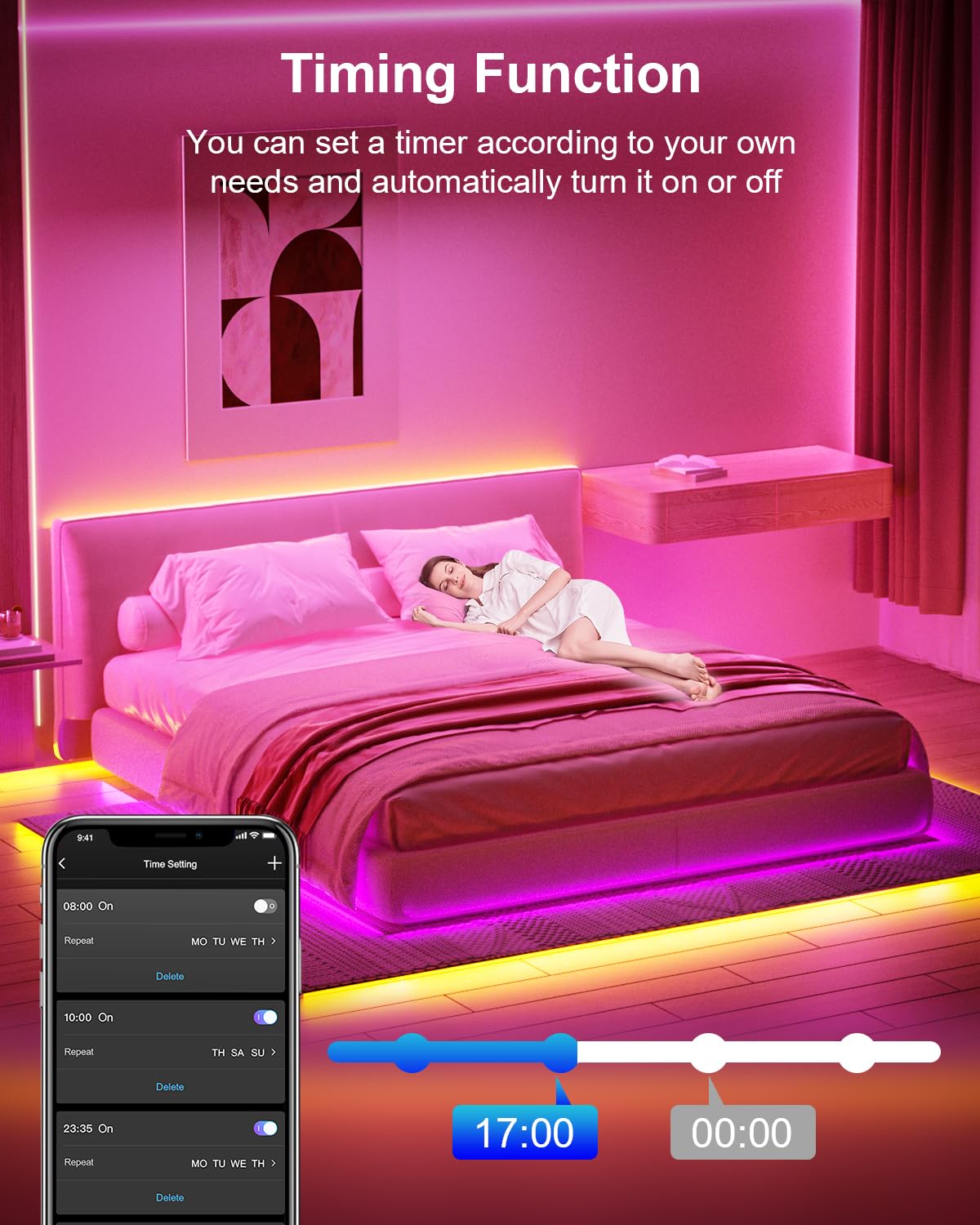 Nexillumi 10M LED Strip Lights, Smart Bluetooth Light Strips with App & Remote, Colour Changing LED Tape Lights, Music Sync Dimmable RGB Lighting for Bedroom, Living Room, Kitchen, Ceiling & Party