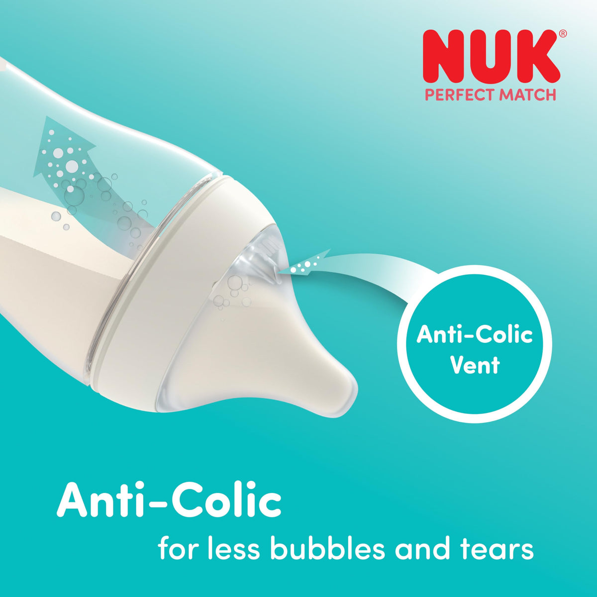 NUK Perfect Match Newborn Baby Bottle Set | 0+ Months | 150ml | Anti Colic Feeding Bottle | PP | Temperature Control Indicator | Rainbow | 4 Count