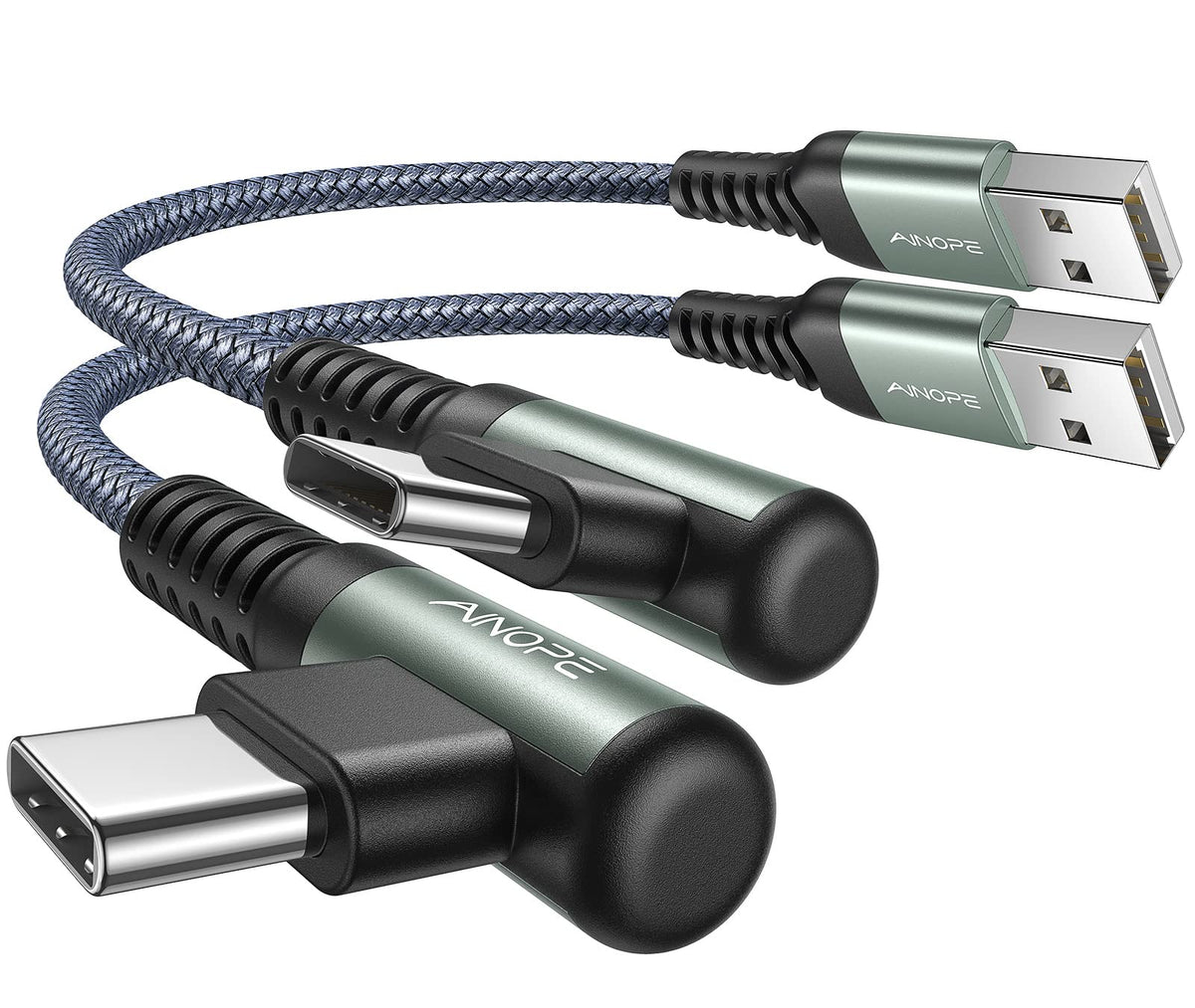 AINOPE USB C Charger Cable,(2Pack 2M) 3.1A Right Angle USB to USB C Cable