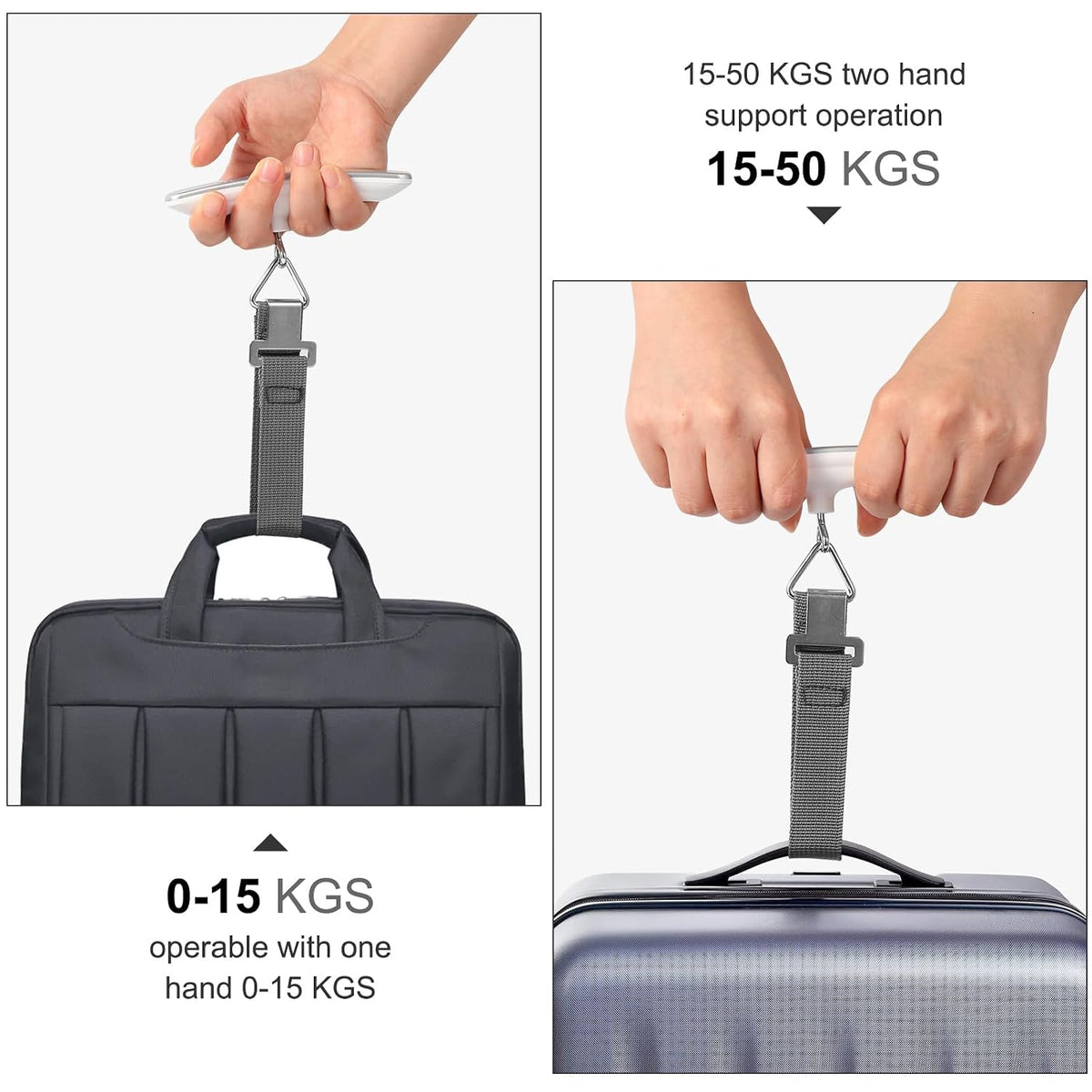 Blendura Digital Luggage Scale with Hook, 50 kg / 110 lb, White