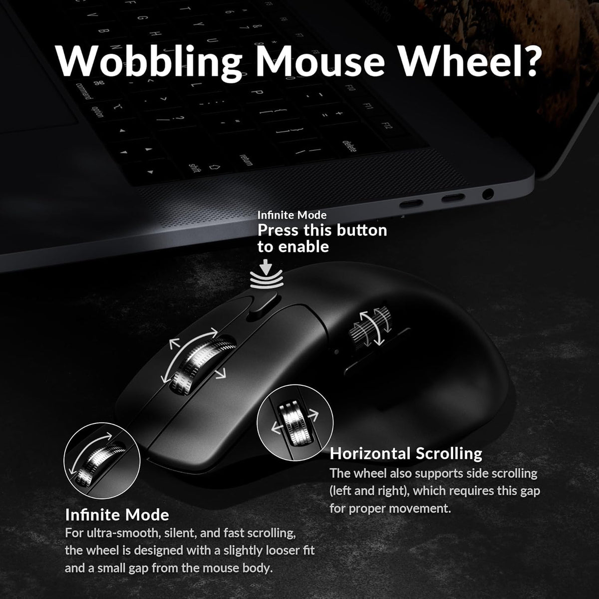 Keychron M6 8000 Hz Silent Wireless Bluetooth 5.3/2.4 GHz/Wired Connection Gaming Mouse, Lightweight Body Programmable PixArt 3950 Sensor (30K DPI / 750 IPS) for Windows Mac Linux - Black