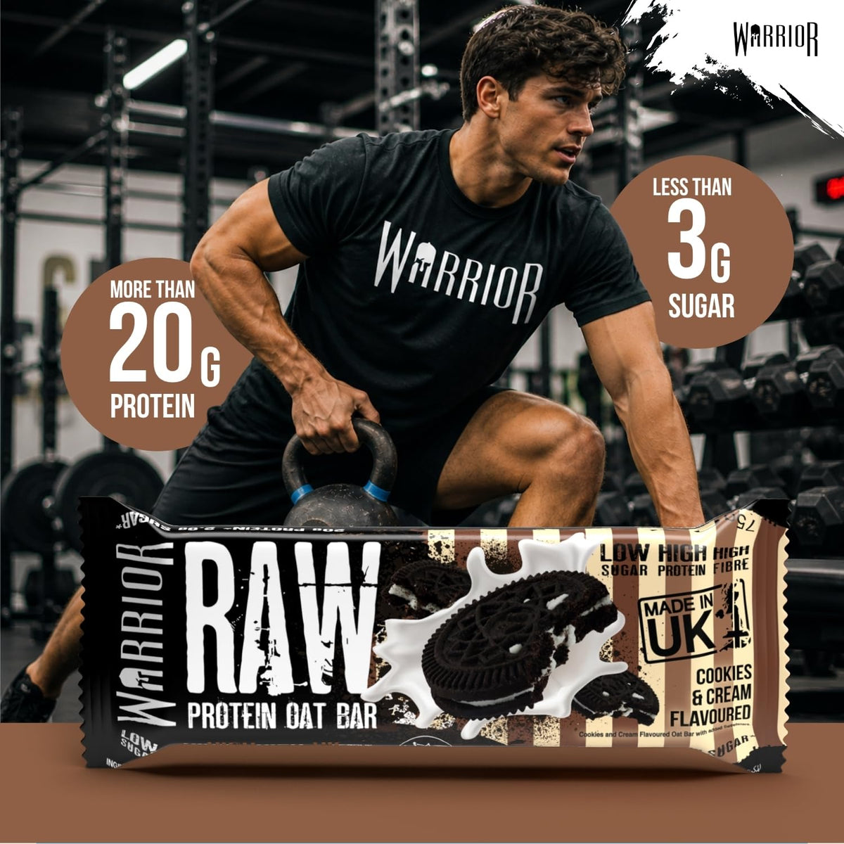 Warrior RAW Protein Bars 12 x 75g High Protein Oat Flapjack Snack