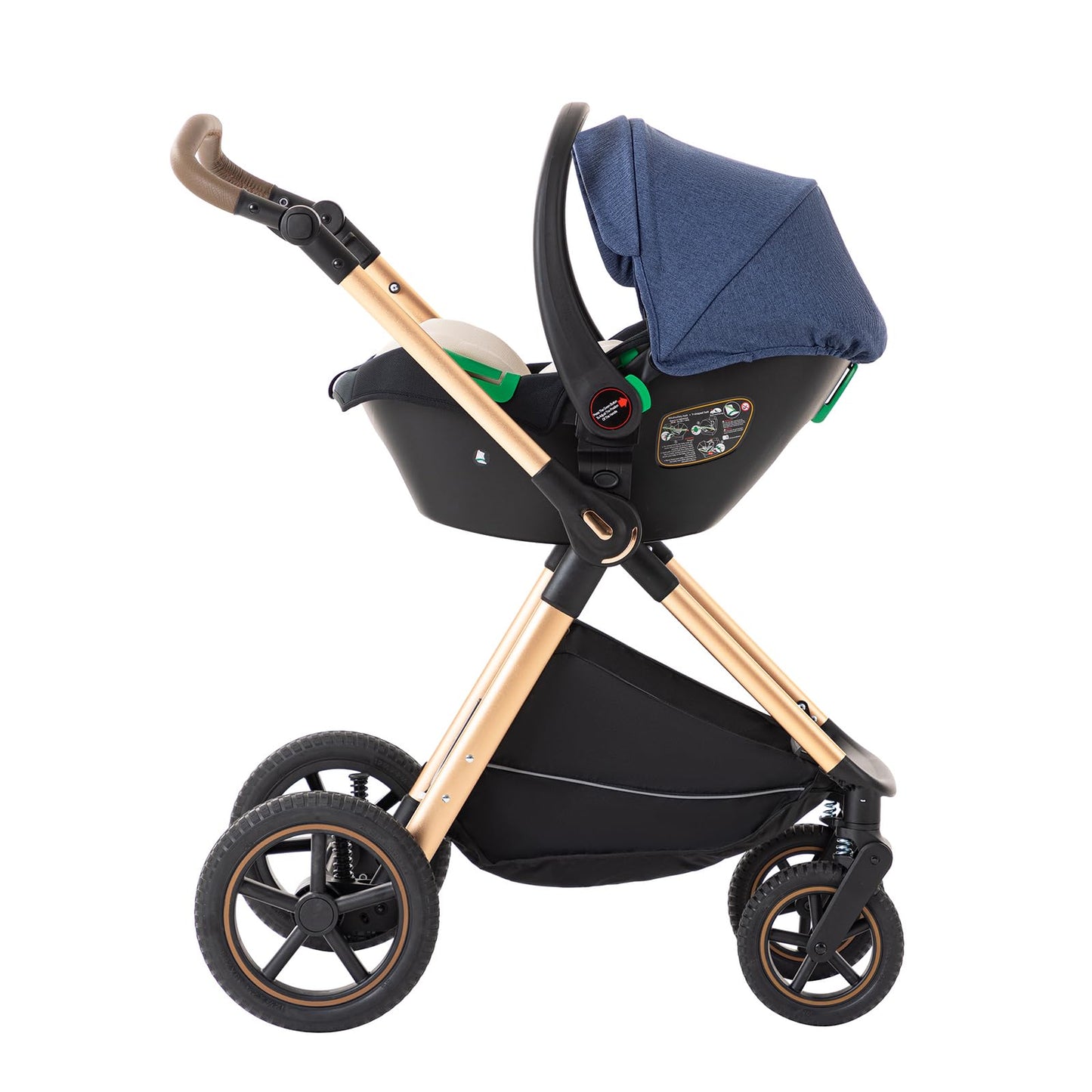 BEBBY Stroller 3-in-1 Baby 3 in 1 with Seat with Foldable Aluminium Frame, Compact Stroller with Adjustable Armrests, Combined Strollers,High Landscape Travel Pushchair (gen-H9-PINK, H9)