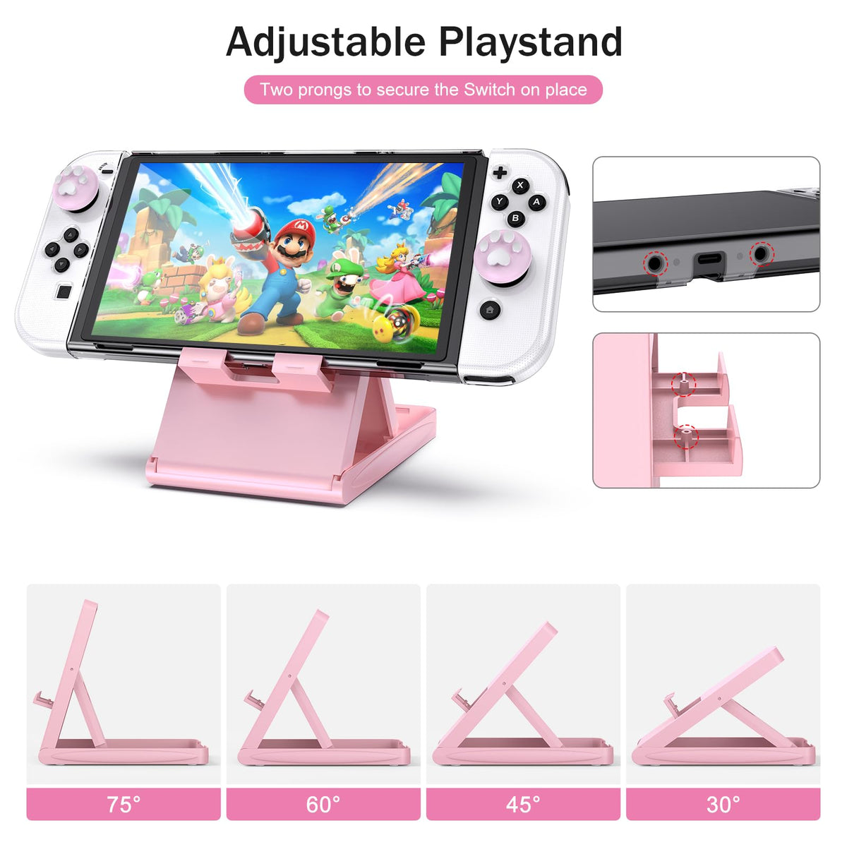 Younik Switch Accessories Bundle, 17 in 1 Switch Accessories Kit for Girls Include Switch Carrying Case with 9 Game Card Slots, Adjustable Stand, Protective Case for Switch Console & J-Con (Blue)