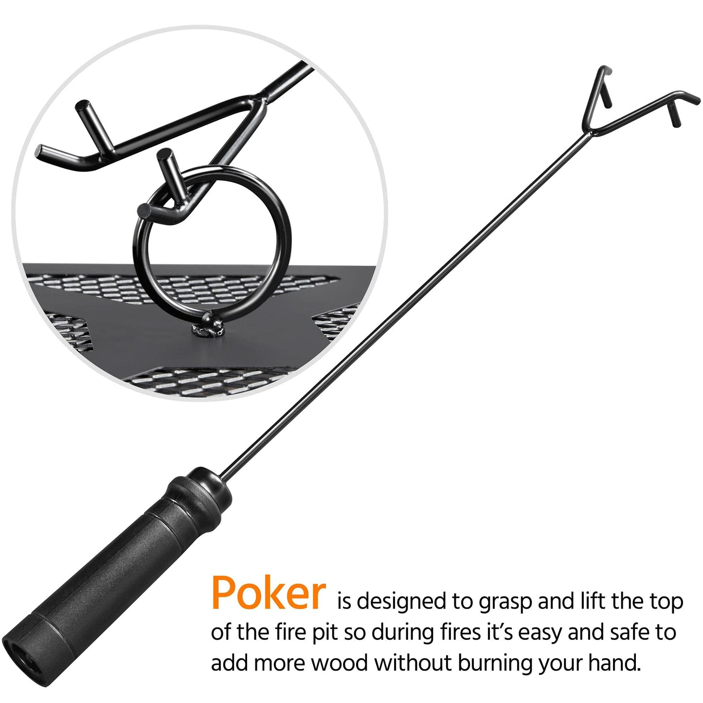 Yaheetech Outdoor Fire Pit 81cm Square Fire pits 3-in-1 Heat-resistant Metal Garden Stove for Barbecue, Heating, Cooling Drinks with Cover & Poker, Black