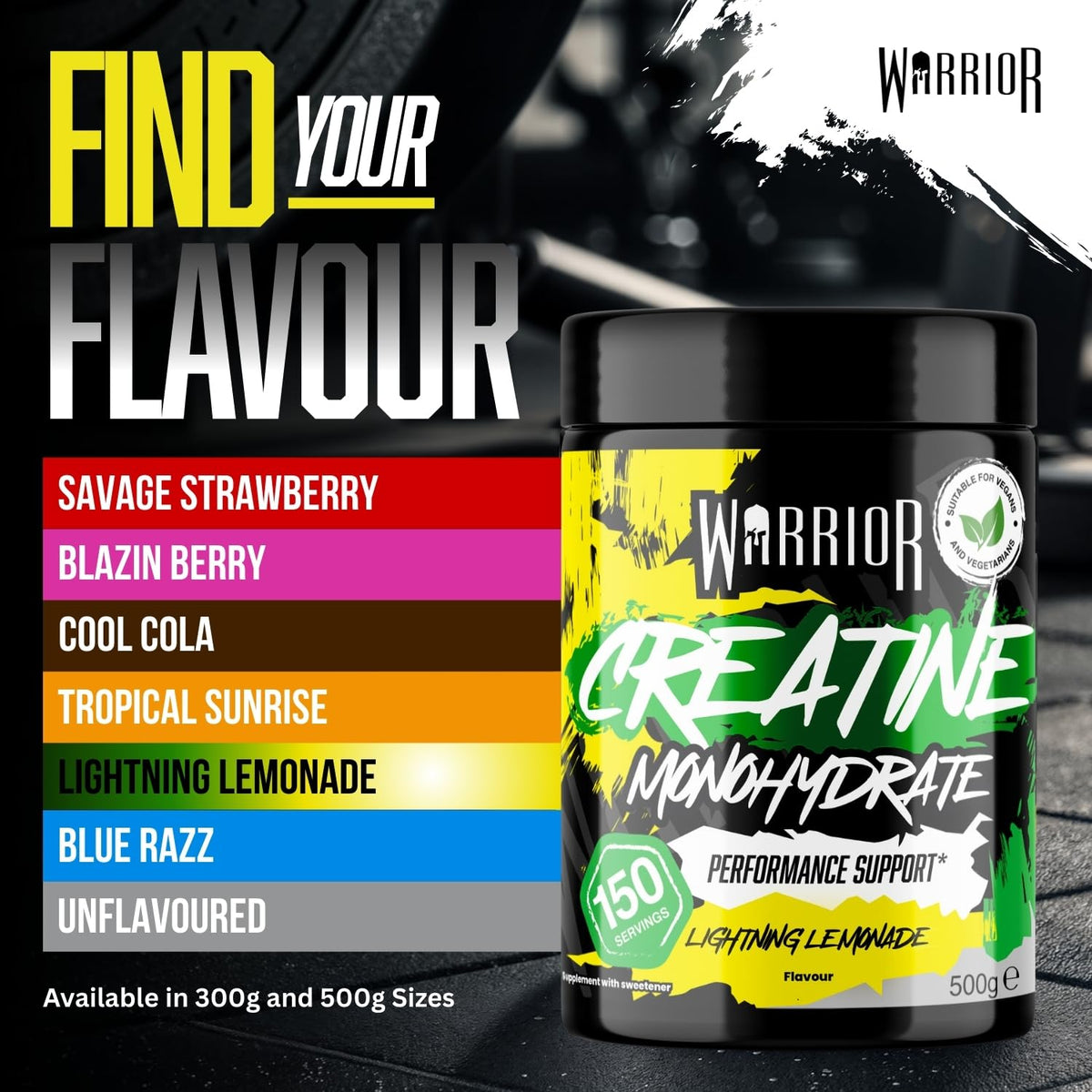 Warrior Creatine Monohydrate Powder 500g Pure Micronised (166 Servings)