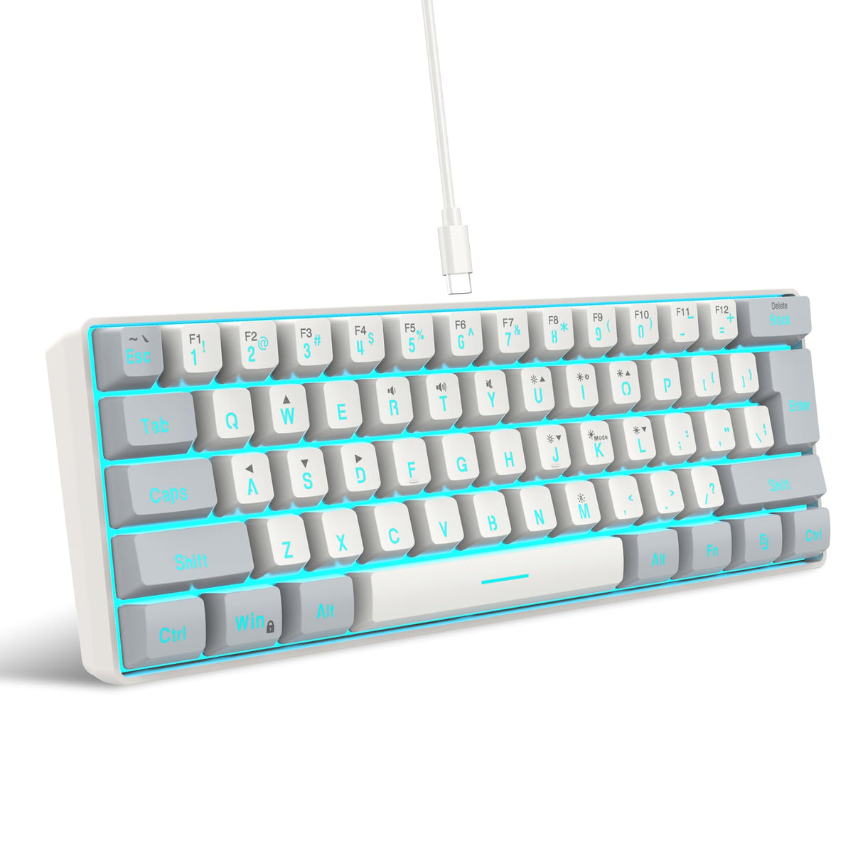 Snpurdiri Wired Mechanical Gaming Keyboard, 60% Size, LED Backlight, 61 Keys, Small Wired Office Keyboard for Windows Laptop/PC, Mac (Black-Red, Blue Switches)