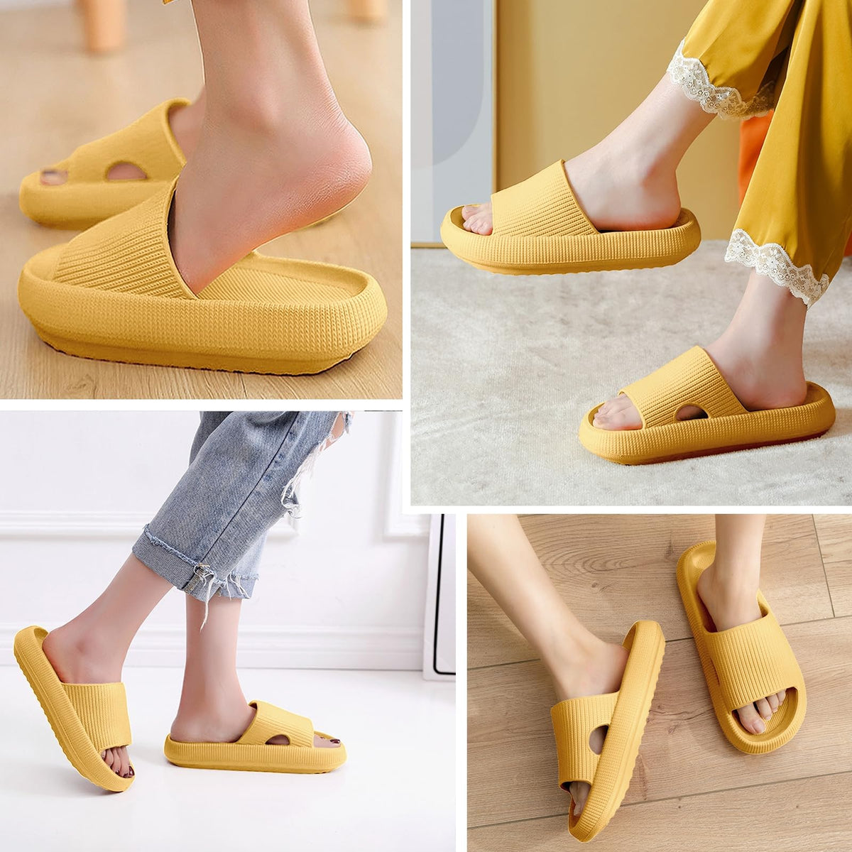 BHFRGAS Sliders Cloud Slippers Women Men，Non-Slip Mens Womens Slippers Cloud Sliders，Soft Flip Flops with Thick Sole for Shower Bathroom Pool Beach