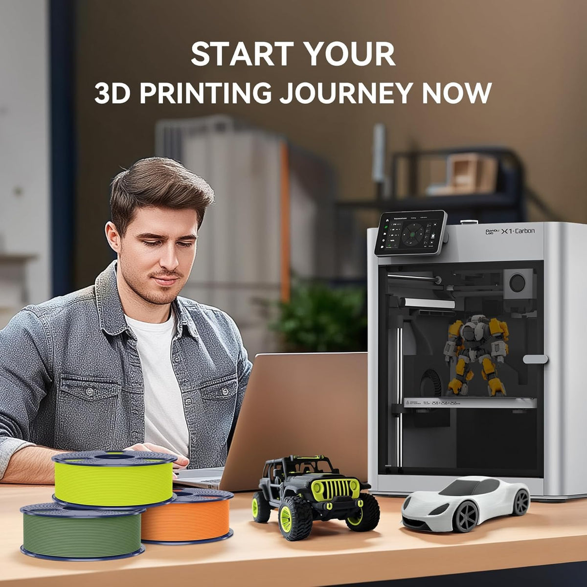 SUNLU Matte PLA 3D Printer Filament 1.75mm, Matte Black 1KG