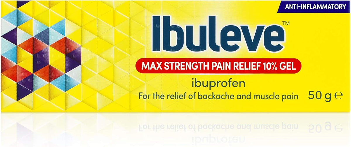 Ibuleve Max Strength Pain Relief 10% Ibuprofen Gel, Maximum Anti-Inflammatory Relief for Joint Pain, Sprains, Backache, Muscular Pains and Sports Injuries, 50 g