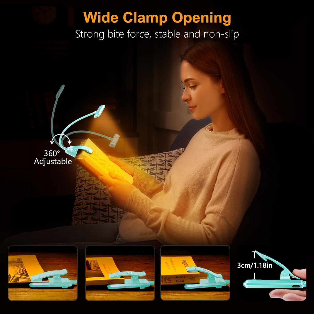 Gritin 19 LED Rechargeable Book Light for Reading in Bed - Memory Function