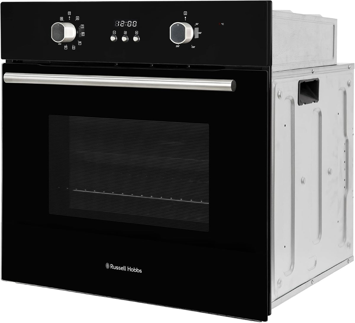 Russell Hobbs Built-in Multifunctional Electric Fan-Assisted Oven 70L in Black with 10 Functions, Double-Glazed Door, A Energy Rating, Grill Function, LED Clock & Timer, Easy-Clean Interior, RHEO7011B